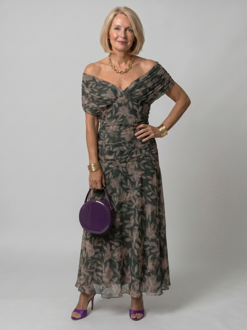 Clémence | Robe midi épaule nue