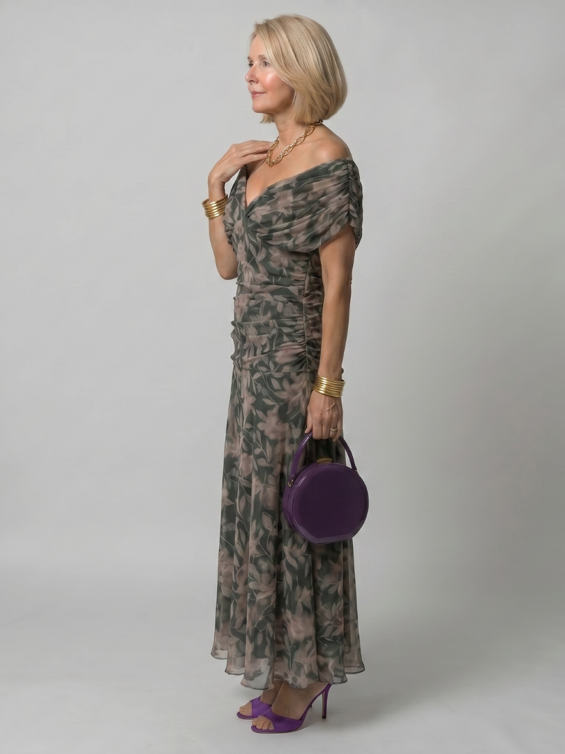 Clémence | Robe midi épaule nue