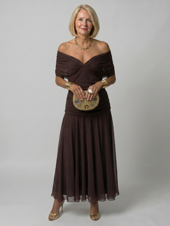Clémence | Robe midi épaule nue