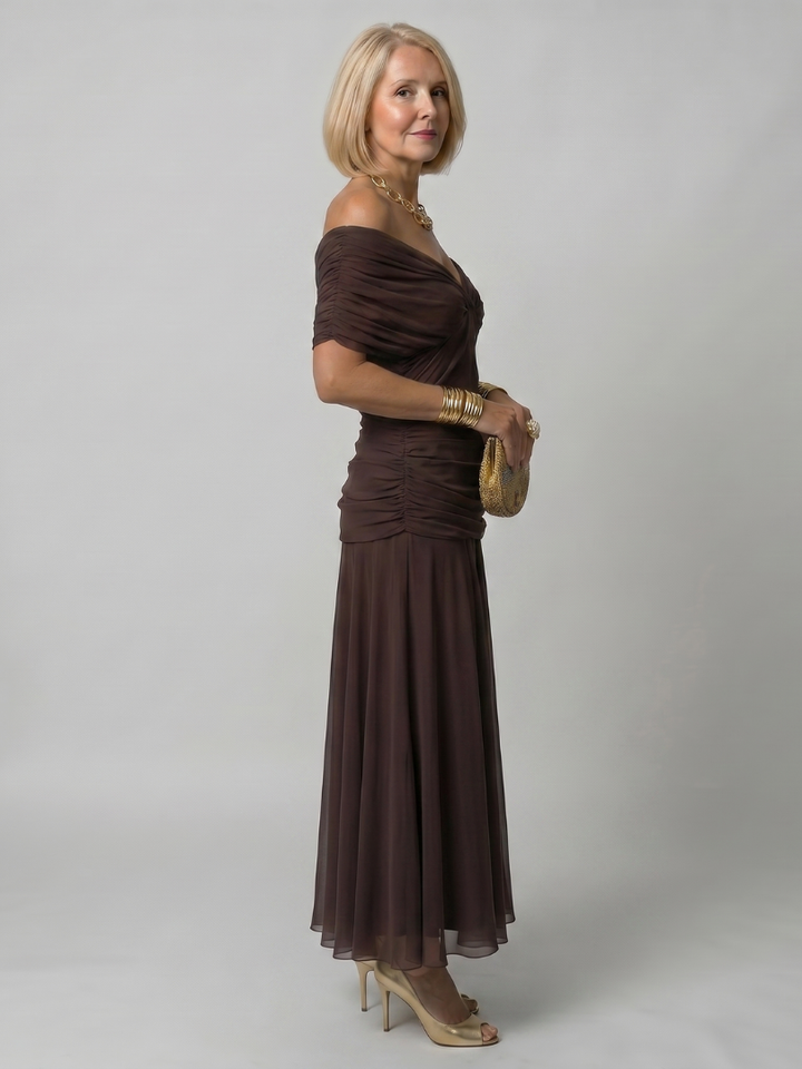 Clémence | Robe midi épaule nue