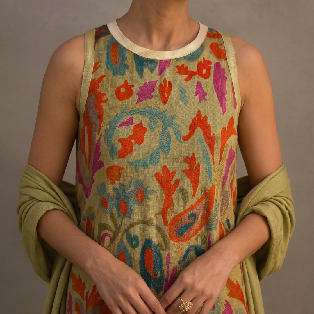 Delphine | Robe longue imprimée &amp; kimono fluide