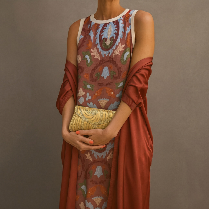 Delphine | Robe longue imprimée &amp; kimono fluide