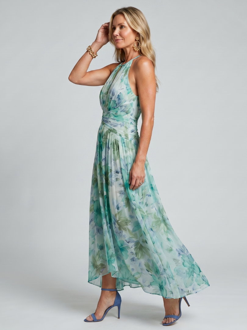 Portia | Robe midi florale plissée