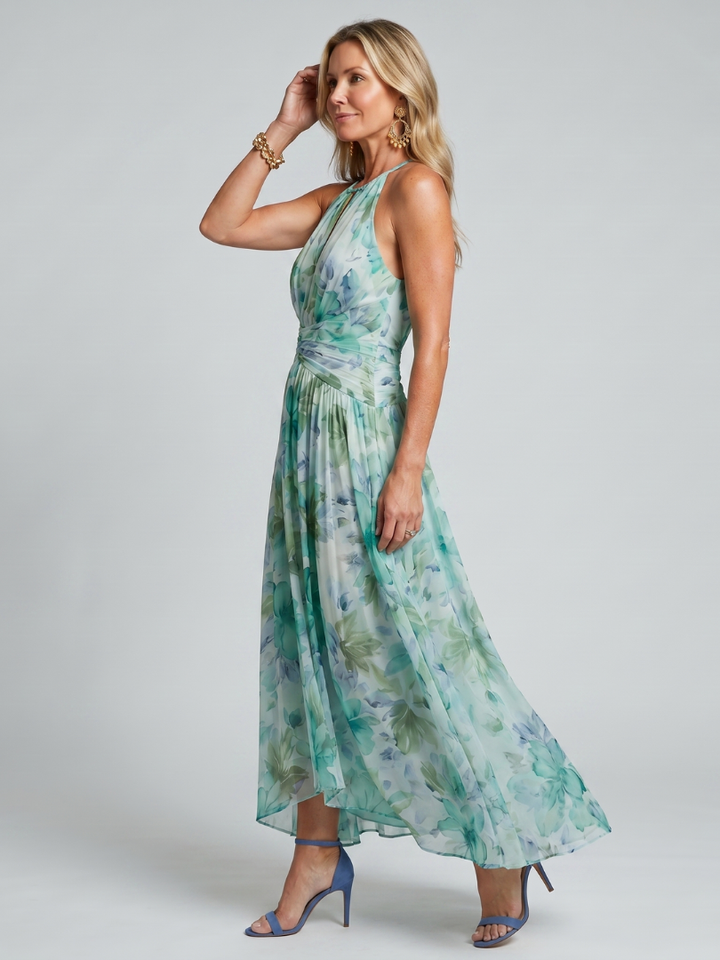 Portia | Robe midi florale plissée