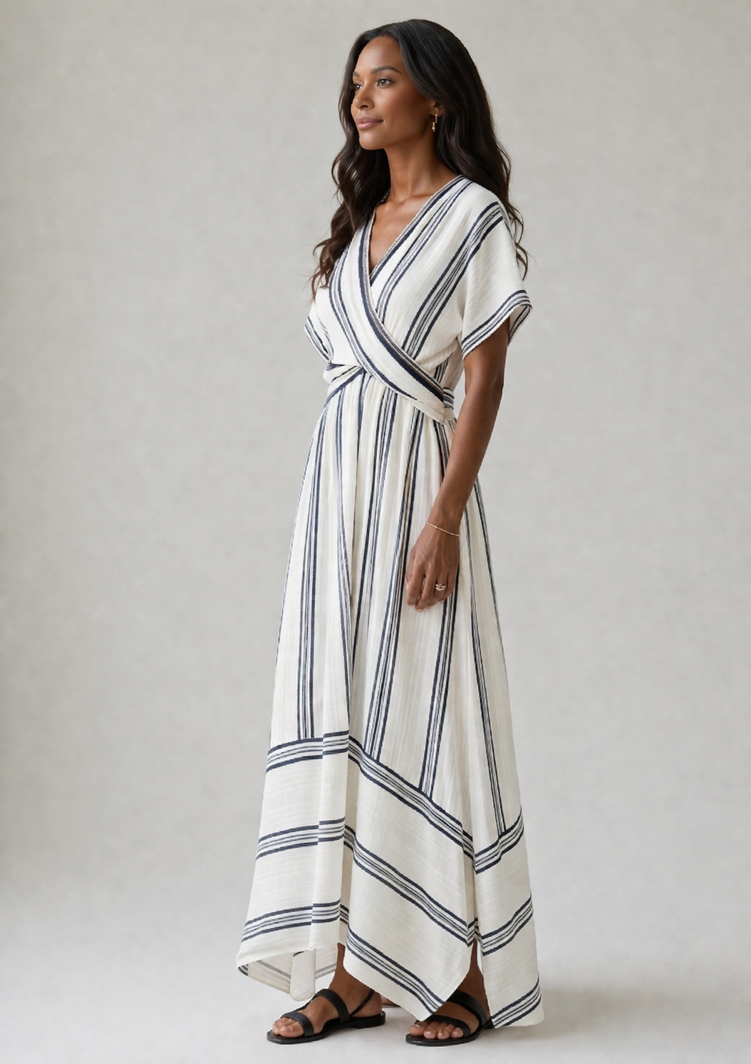Thaïs | Robe midi en lin croisée