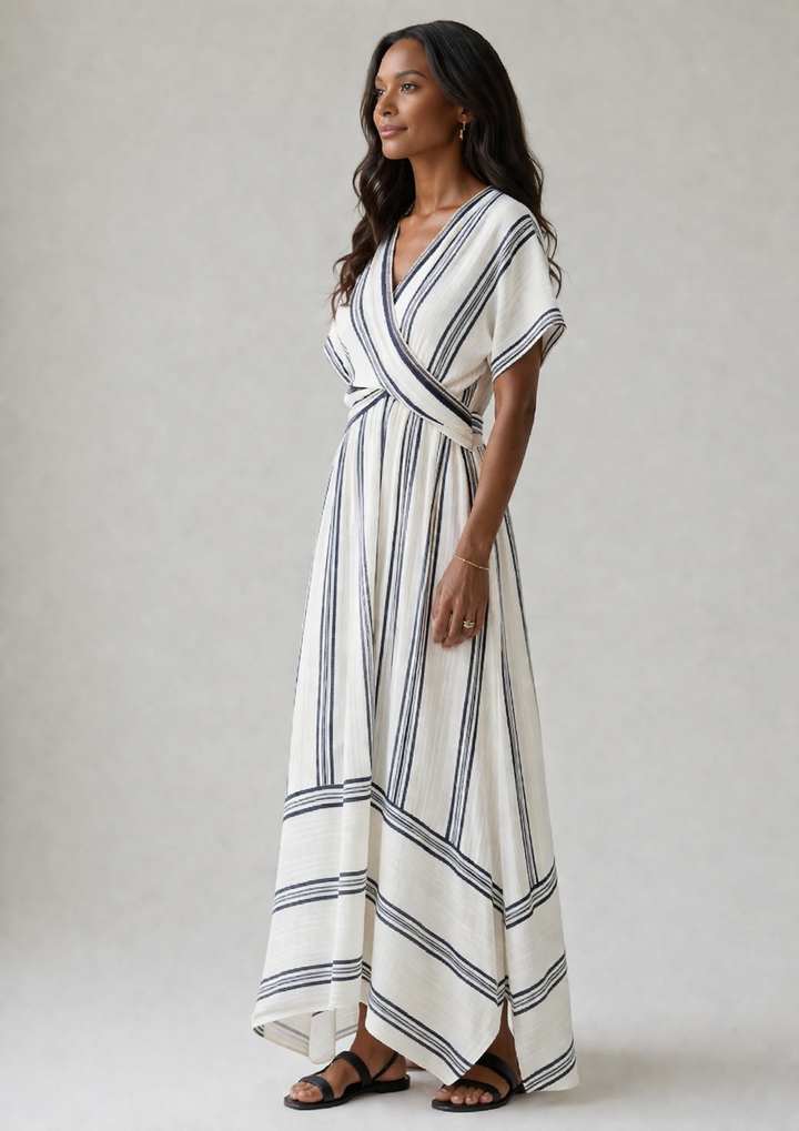Thaïs | Robe midi en lin croisée