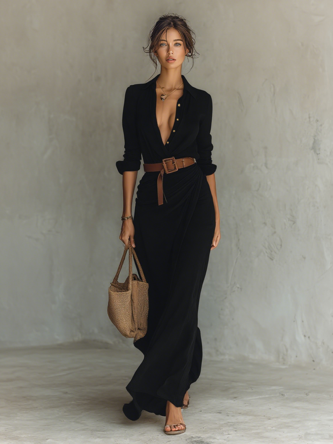 Camille - Robe longue décontractée ceinturée
