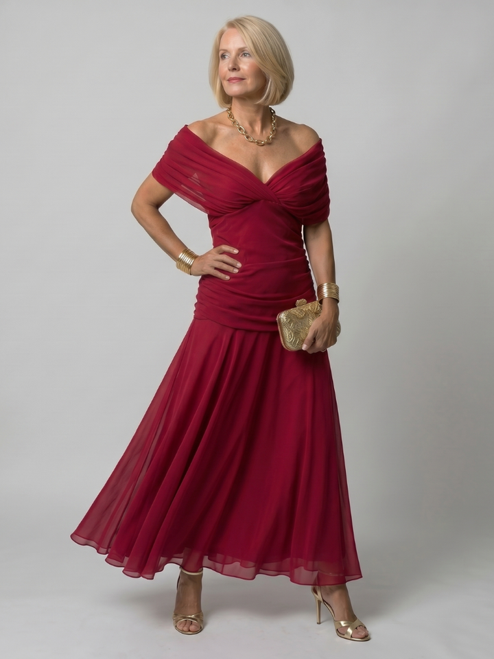 Clémence | Robe midi épaule nue