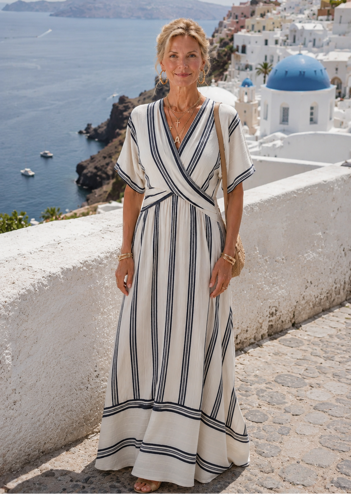 Thaïs | Robe midi en lin croisée