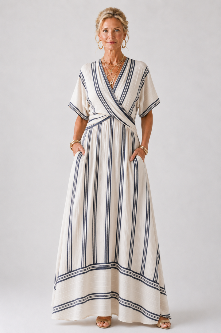 Thaïs | Robe midi en lin croisée