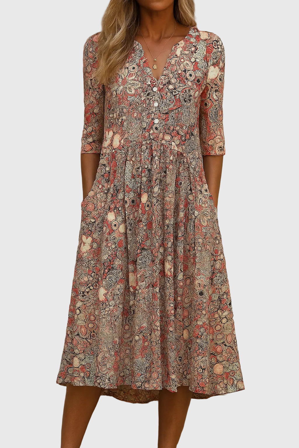 Héloïse | Robe midi col V fluide