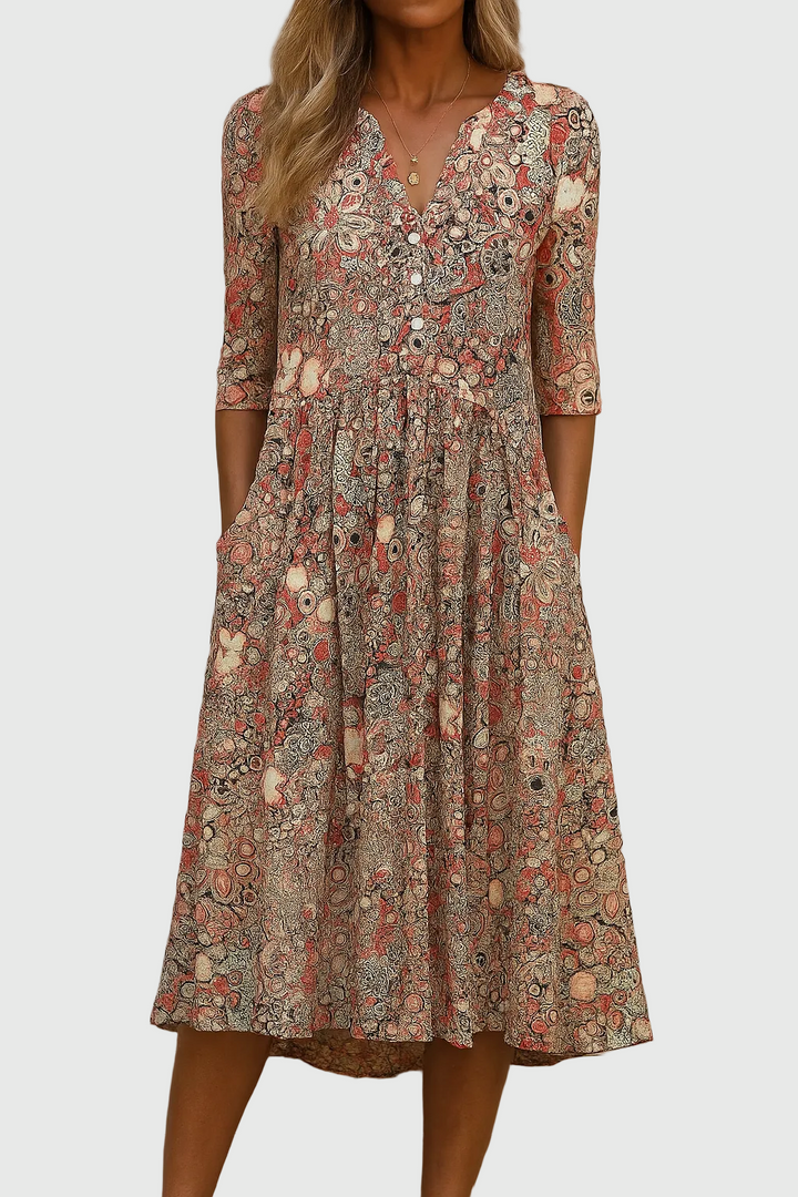 Héloïse | Robe midi col V fluide