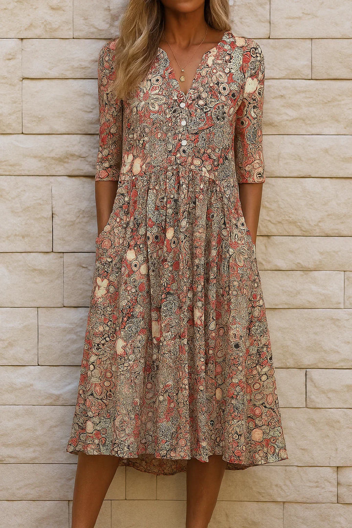 Héloïse | Robe midi col V fluide