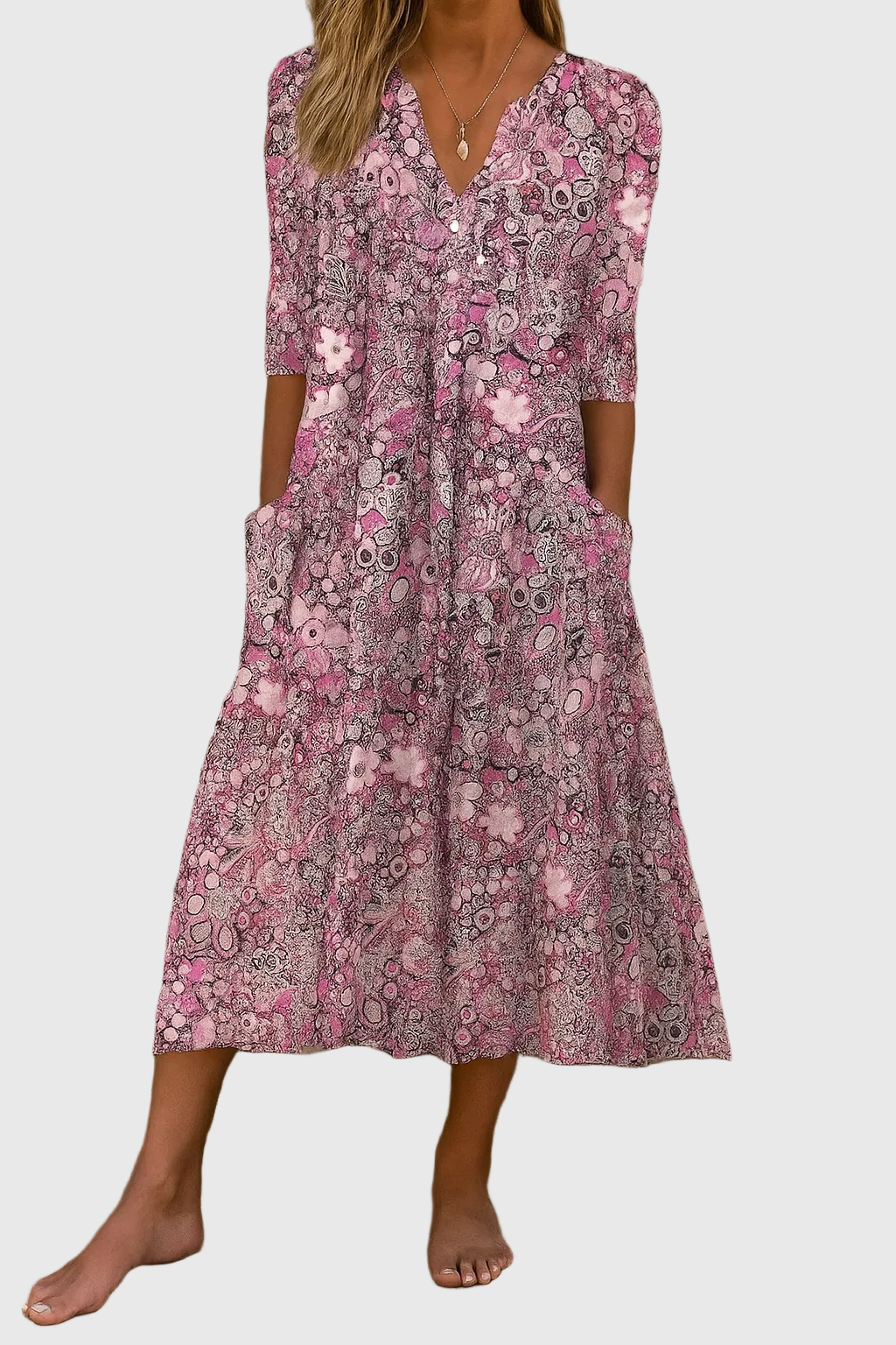 Héloïse | Robe midi col V fluide