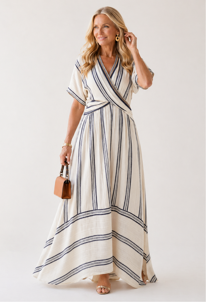 Thaïs | Robe midi en lin croisée