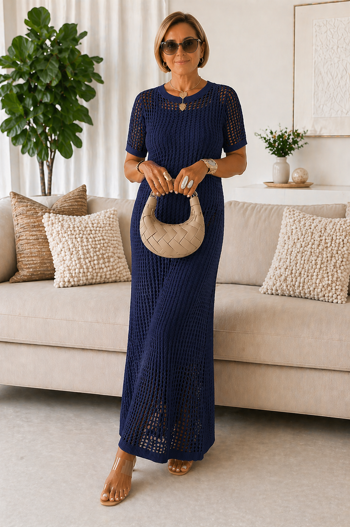 Bénédicte | Robe maxi ajourée + robe intérieure offerte