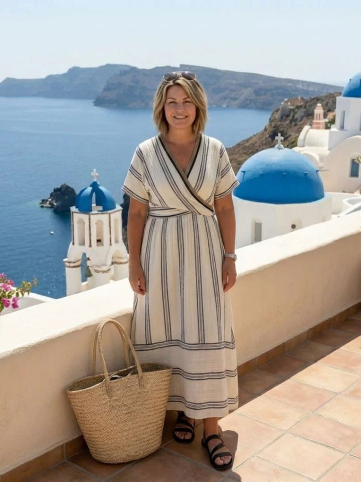 Thaïs | Robe midi en lin croisée