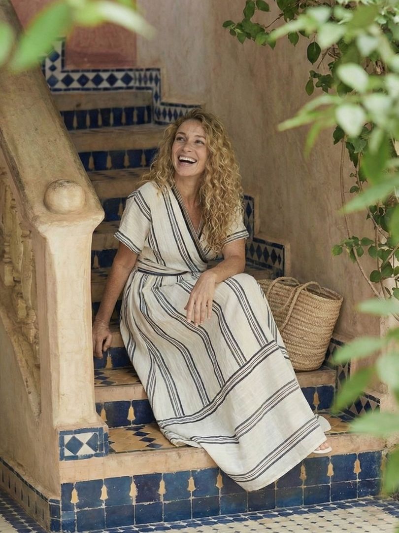 Thaïs | Robe midi en lin croisée