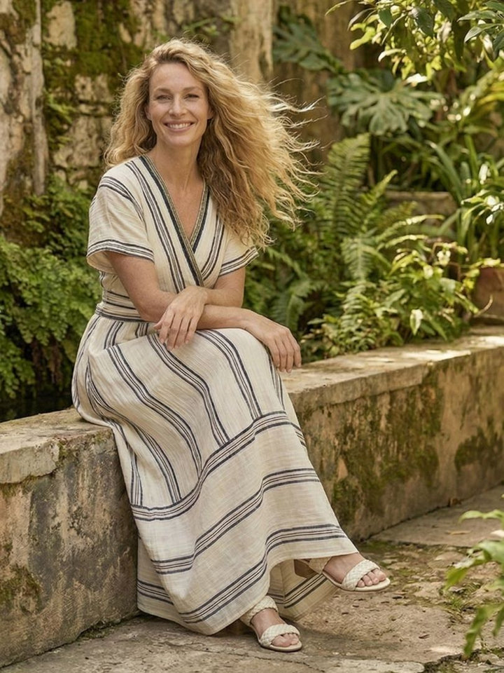 Thaïs | Robe midi en lin croisée