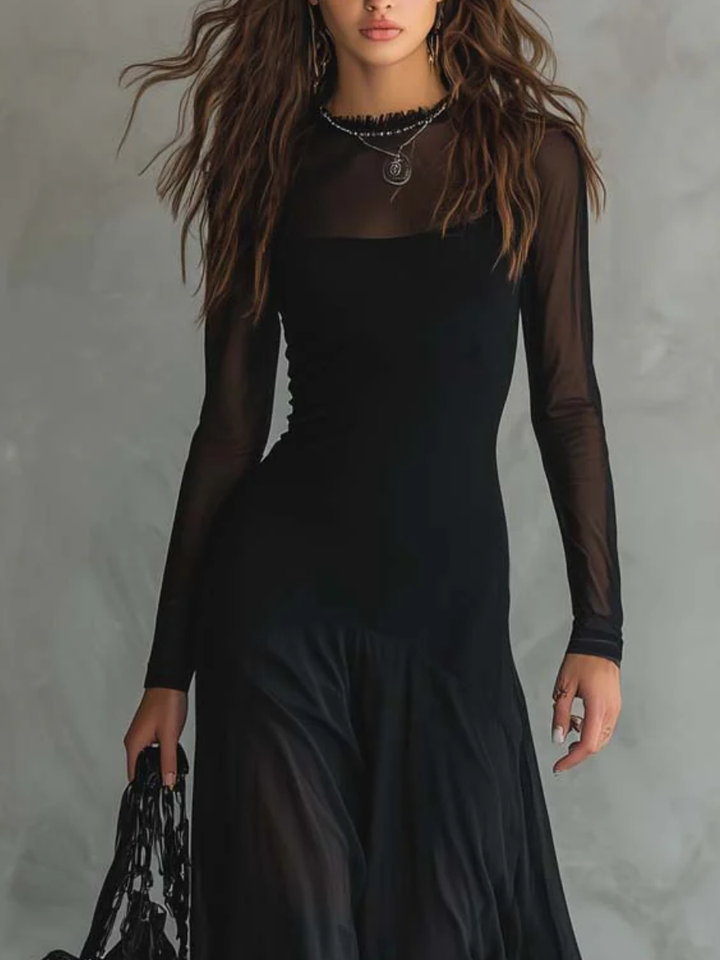 Inès - Robe maxi éthérée en tulle noir